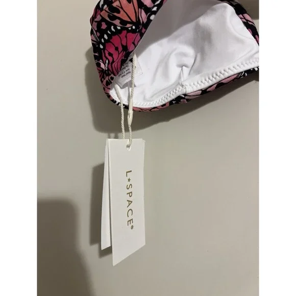 L*Space L Space $110 Helena Bikini Top Wings N Things Butterfly Black Pink White - Picture 5 of 5